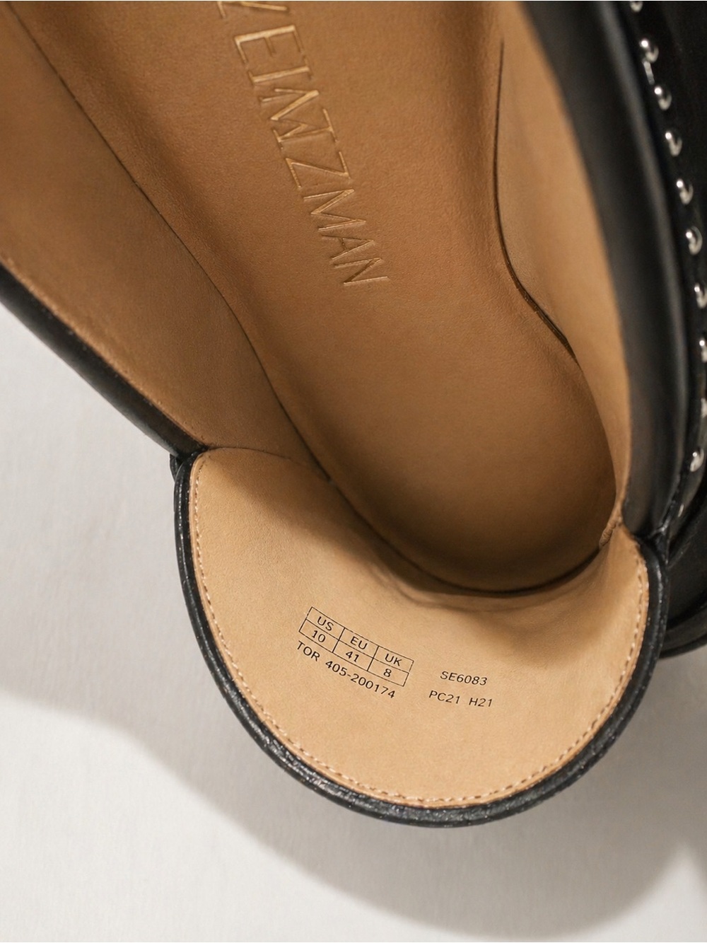 Stuart Weitzman Parker Lift Mini Pearl Loafer Black Leather Lug Sole Size 10 - Picture 5 of 12